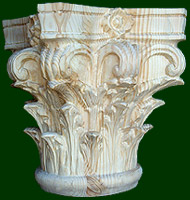 hand wood carved capitals, keys, and decorative columns